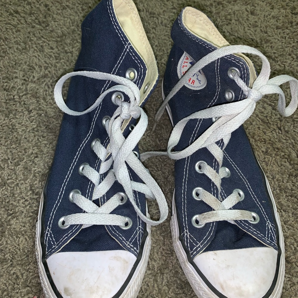 navy high top converse